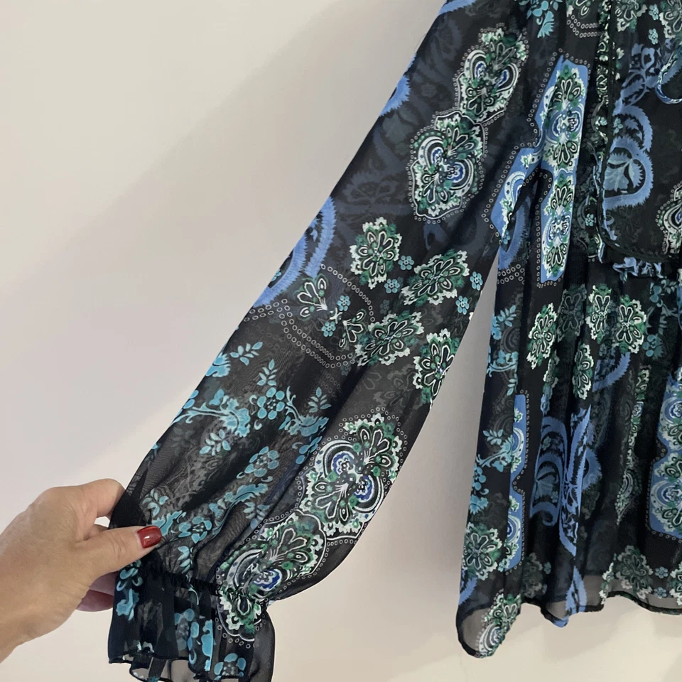 Blusa Vintage Lily Blanca Transparente Volantes Cuello Talla L Cachemira Oscura Hada Romántica Foto 4 de 4