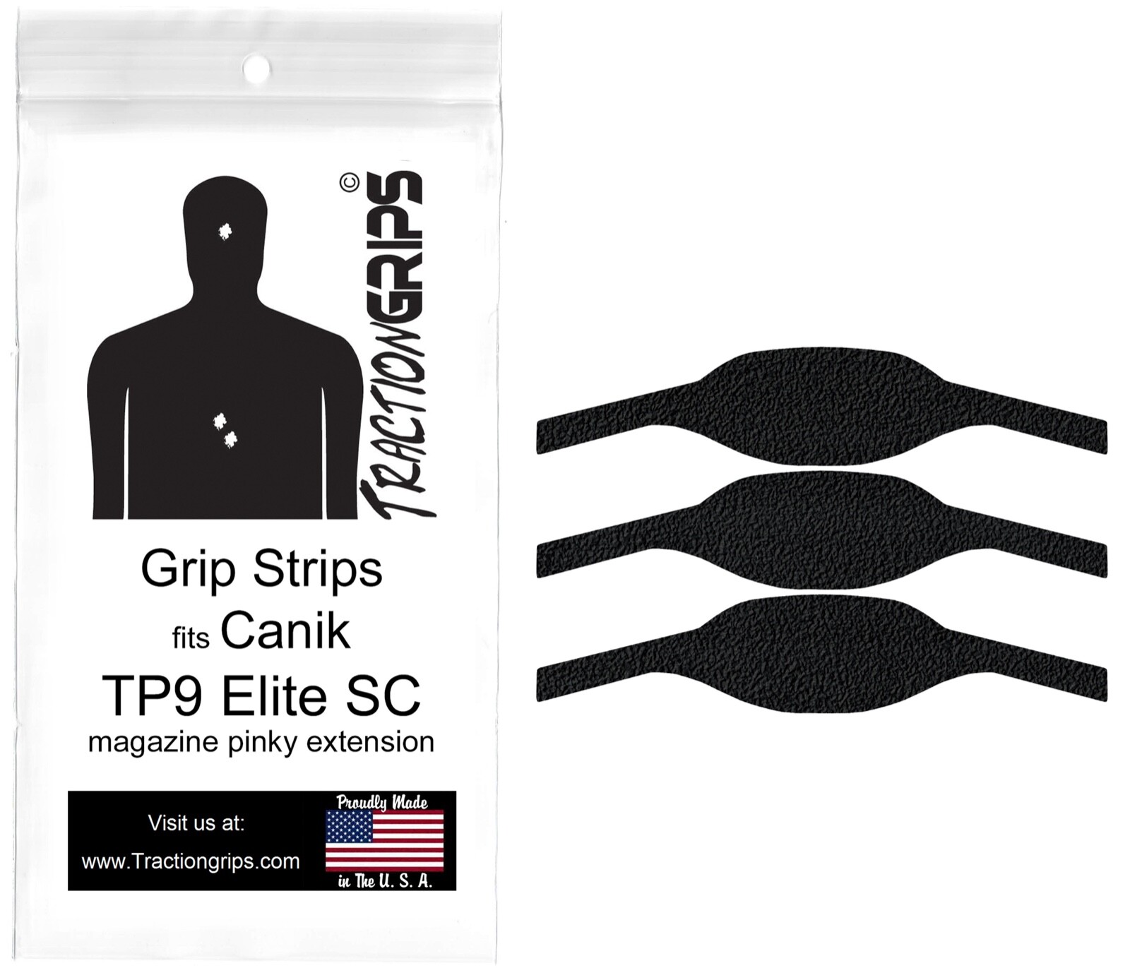3Pack Rubber Grip Strips for Canik TP9 Elite SC Magazine Pinky