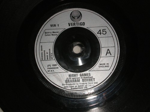 GRAHAM BONNET - NIGHT GAMES - 1981 VERTIGO LABEL 7" SINGLE - EXC.