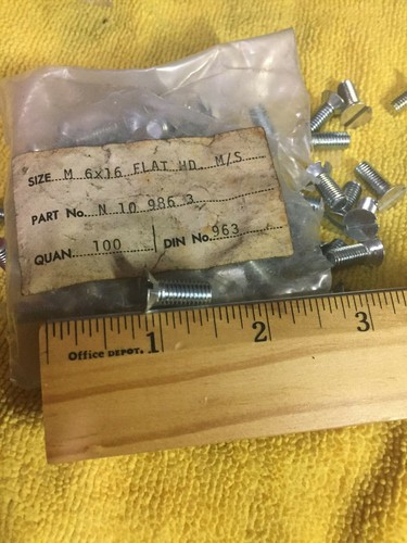 M6 X 16MM SLOTTED FLAT HEAD ZINC MACHINE SCREW (10 pc) 6 MM X 16 MM Din963 - Picture 1 of 3