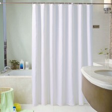 Extra Long Fabric Shower Curtain Waterproof With Hooks Weighted Hem 180x200cm AU