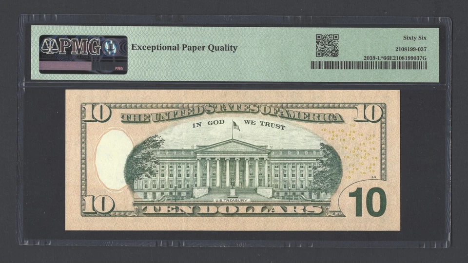 United States-Federal Res 10 Dollars 2004A Fr#2039-L* (GL* Block) UNC Grade 66 - Image 2 of 2