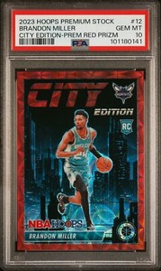 2023 HOOPS PREMIUM STOCK BRANDON MILLER CITY EDITION RED PREMIUM RC #/88 PSA 10
