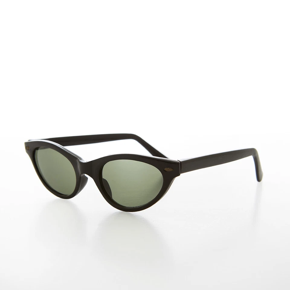 Gafas de sol vintage negras ojo de gato para niños lentes verdes - Dora Foto 2 de 3