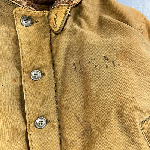 VTG WWII US NAVY USN N1 Deck Jacket Sz 38 Alpaca Stencil Work Coat Rare WW2 - Picture 12 of 24
