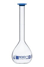 Eisco Labs 100ml Volumetric Flask with Stopper, Class B, ASTM - White Graduation