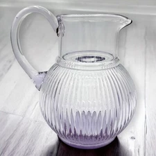 Purple Amethyst Ribbed Glass pitcher Teleflora Lavender EUC