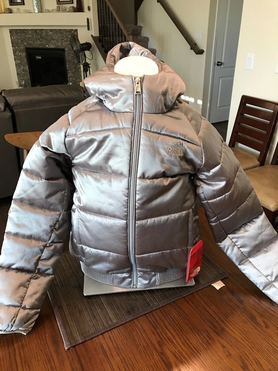 North face top metallic silver jacket