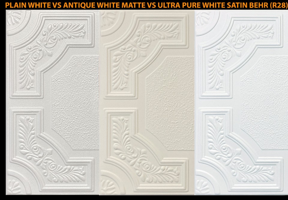 Styrofoam Ceiling Tiles – Glue Up, 20x20 Inches, R33 White, Decorative & Easy Install