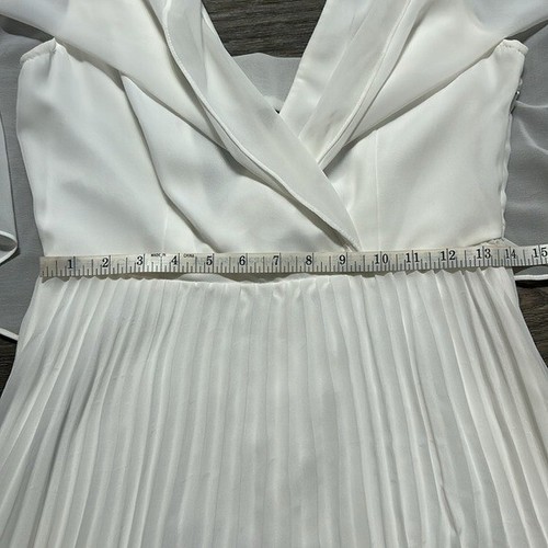 Nuevo con etiquetas Mini Vestido Blanco Transparente Diseño ASOS Talla 6 Manga Acampanada Plisado Forrado - Imagen 7 de 14