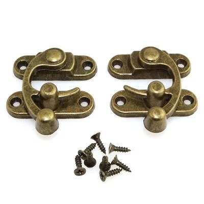 1Pair Vintage Mini Swing Arm Clasp Latch Left Right Toggle Hasp Hook Metal Catch - Image 1 of 4