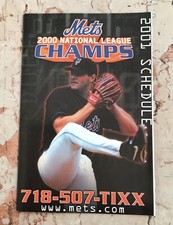 NEW YORK METS 2001 pocket schedule, AL LEITER, 2000 NL CHAMPS, DAVID WRIGHT Mets