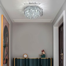 Mini Chandelier Modern Crystal Flush Mount Ceiling Light 13.7" LED Pendant Light