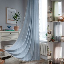 Curtain Valance Striped Living room Beadroom Tassel Window Drape Curtain Decor