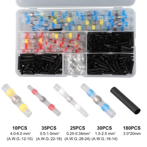 Reliable 280pcs Waterproof Butt Joint Connectors Solder Seal Wire