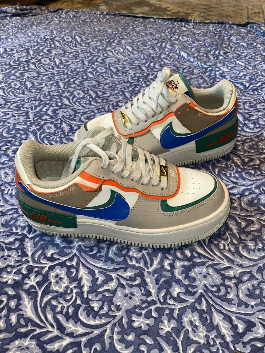 Nike Air Force 1 Low Shadow Sail Signal Blue Green Womens Nike Air Force 1 Low Shadow Sail Signal Blue Green Womens