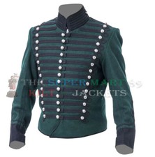 Men's Green Military hussar Napoleonic Tunic uniforms British 95th Rifles jacket