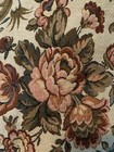 Vtg Pink Blue Rose Floral Heavy Woven Victorian Tapestry Upholstery Fabric 55X75