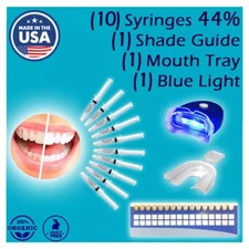 Teeth Whitening Kit(10)Gels (2)Trays (1) White LED Light Professional 44% Bleach