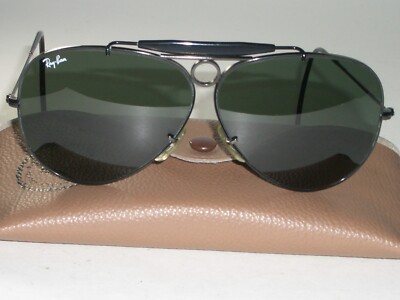 1980's VINTAGE B&L RAY-BAN BLACK TOP-GUN G15 GLASS SHOOTING AVIATOR SUNGLASSES