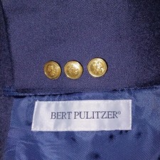 Bert Pulitzer Blazer Mens 42R Blue Suit Jacket Sport Coat Gold Buttons Interview