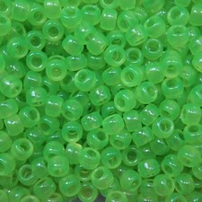 Pony Beads Lime Lure Green Transparent Large Hole Beads Made in USA