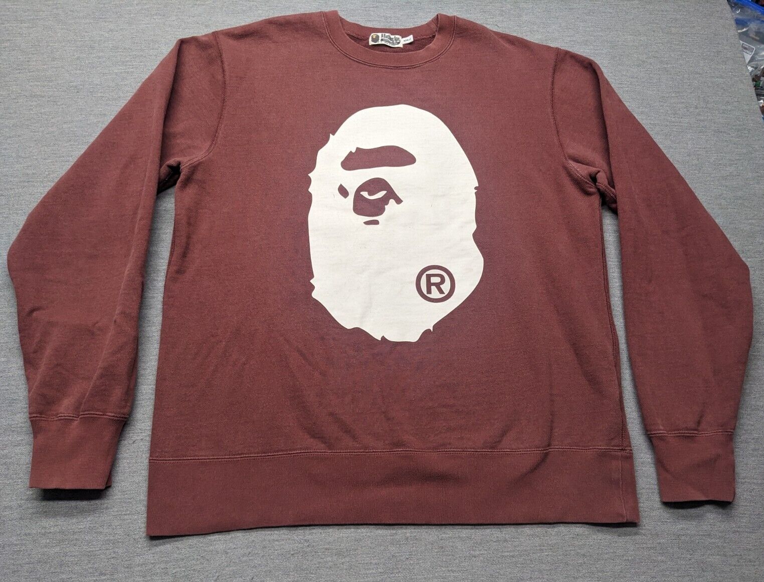 A Bathing Ape Bape Authentic Face Logo Crewneck Sweatshirt Pullover Size 2XL XXL