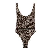 Victoria's Secret Shine Plunge One Piece Swimsuit Leopard Print S,L NWT