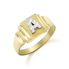 10k Gold Classic Square Two-Tone DC Initial Ring (Baby)