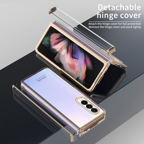 Hinge Cover Protect Transparent Clear Plating Case For Samsung Galaxy Z Fold 3 2 - Zdjęcie 4 z 16
