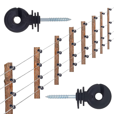 Electric Fence Insulators 50-Pack With Installation Tool - Screw-in Wire Holders