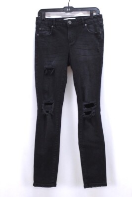 black GARAGE CLOTHING JEANS destroyed super skinny stretch juniors Small 5