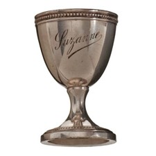 Ancien Coquetier Métal Argenté 80gr Prénom Suzanne Orfèvre Cailar Bayard 1900