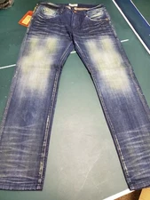 Rivet de Cru Mens Jeans Thyme Blue Relaxed Straight MSRP $138 Free Ship