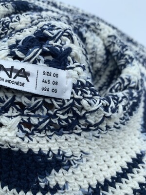 Free People LUSANA Blue White Boca Wide Brim Shade Slouch  display picture 3
