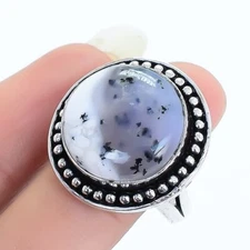 Dendrite Opal Gemstone Handmade Ethnic Silver Jewelry Ring Size 8.5 RRJ17044
