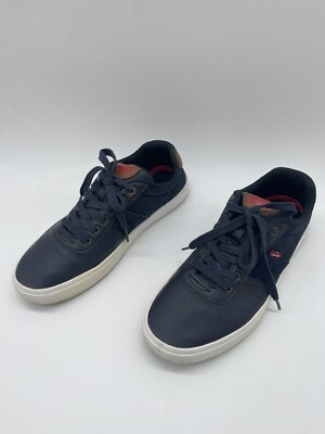 LEVI S Casual Shoes-Dark Wash Denim & Faux Leather Low Top Sneakers Size 10 Navy