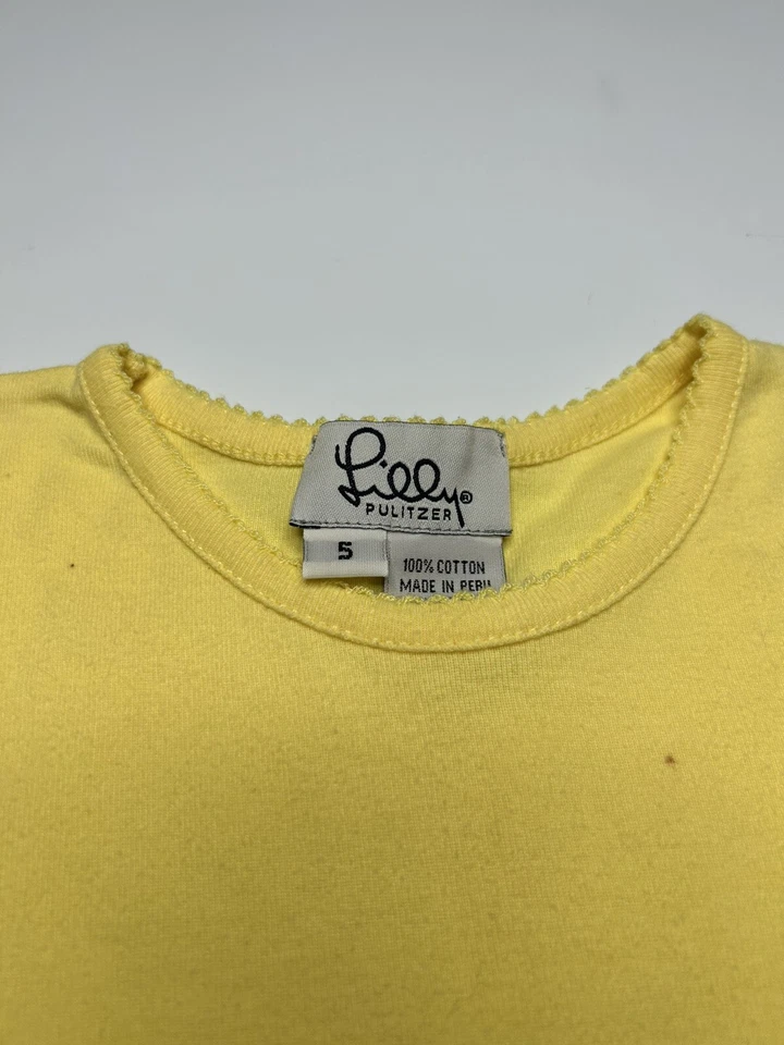 Camiseta Lilly Pulitzer Niñas Manga Corta Cuello Redondo Talla 5 Amarilla De Colección Foto 4 de 4