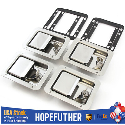 4X Trailer Paddle Door Latch Handle RV Truck Tool Box Lock Steel Key 5.5''*4.25''