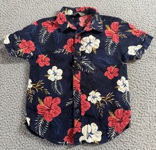 Primark Boys Hawaiian Shirt Toddler 3-4Y Floral Tropical Button Up Blue Red