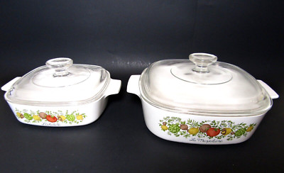 Corning Ware Spice Of Life La Marjolaine A-1-B/A-2-B 1 & 2 Quart Dish Pyrex Lid