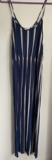 Supre Maxi Dress Blue Cream Striped Size Medium