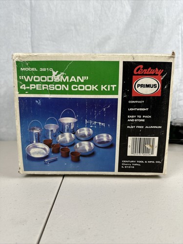 Kit Cucina Primus Woodsman Campeggio Zaino Pentole Pentole Vintage Modello 3210
