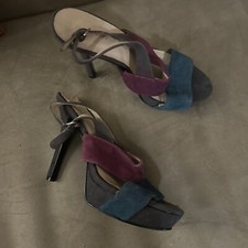 Nine West Women's Size 7 M multicolor Pumps Strappy Suede Heel Shoes