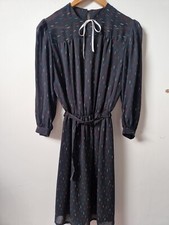 Vintage 80s Fleck Chiffon Sheer Top Black Dress Size 10 12