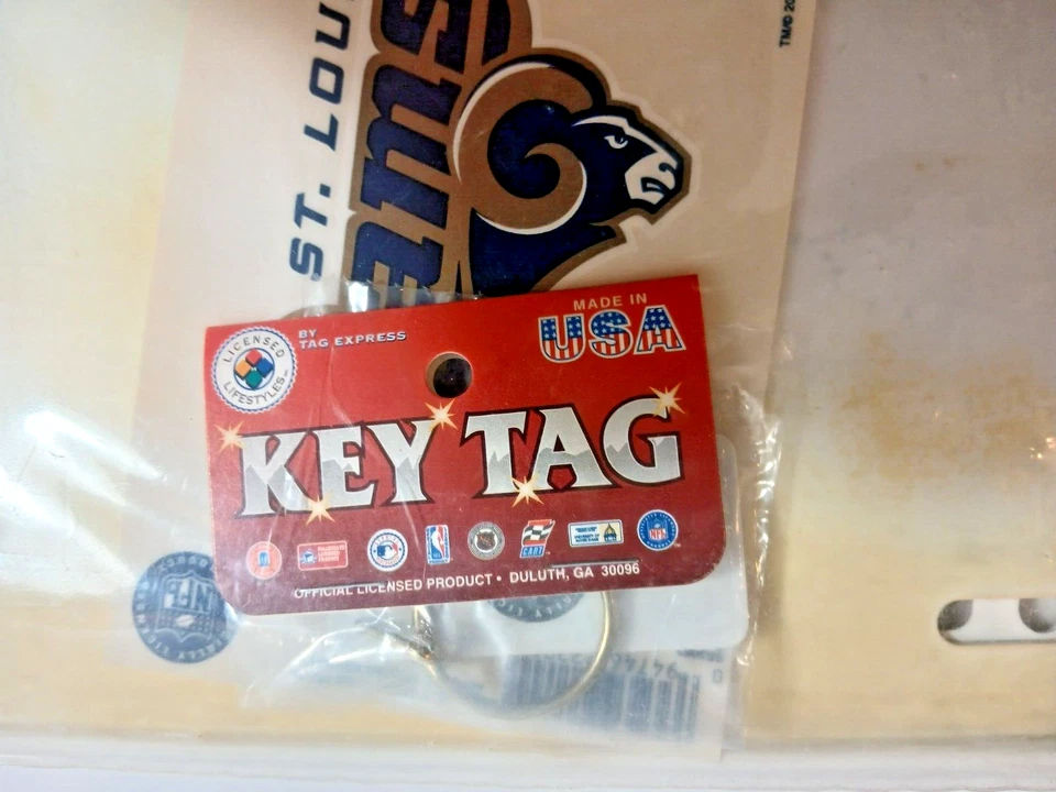 Foot Ball Sports Car Combo St. Louis Ram License Plate, Frame, Key Tag & Decal - Image 2 of 3