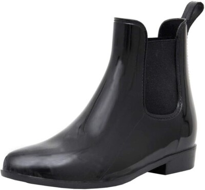 Dunes Women's Stormy Rain Boot, Black Patent, sz 9M