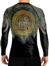 Raven Fightwear Men's Celtic Rash Guard BJJ MMA Black/Green 