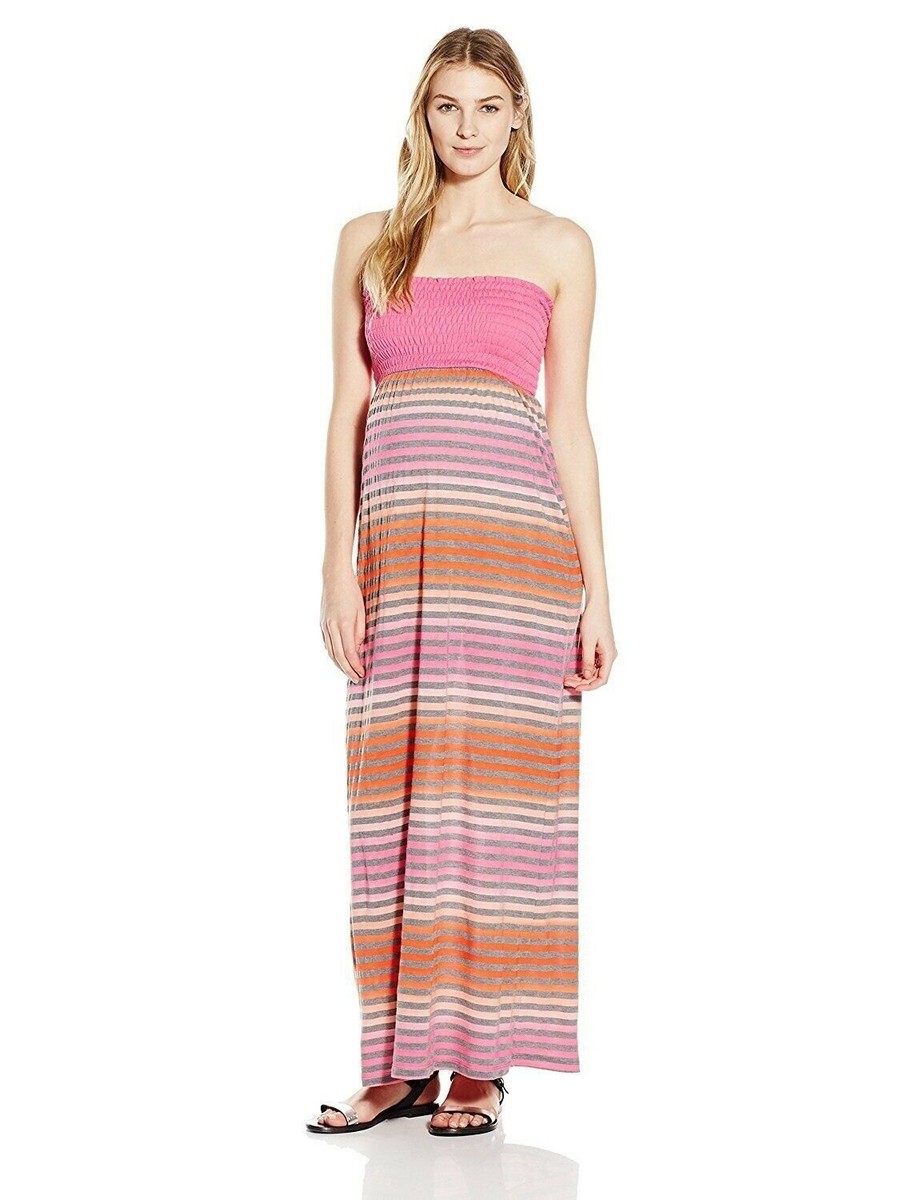 Maternity Maxi Dress Hot Pink Pattern Medium Jules & Jim NWT