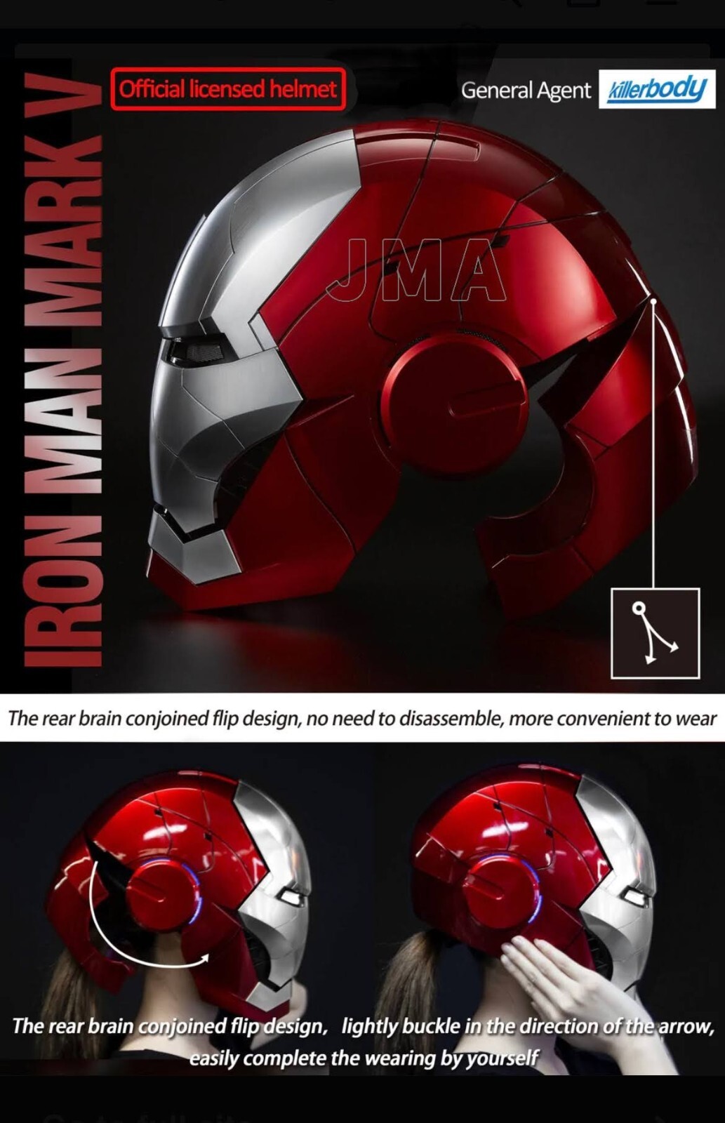 Killerbody Ironman Helmet + B/Tooth + Stand. Voice And Remote control Licensed